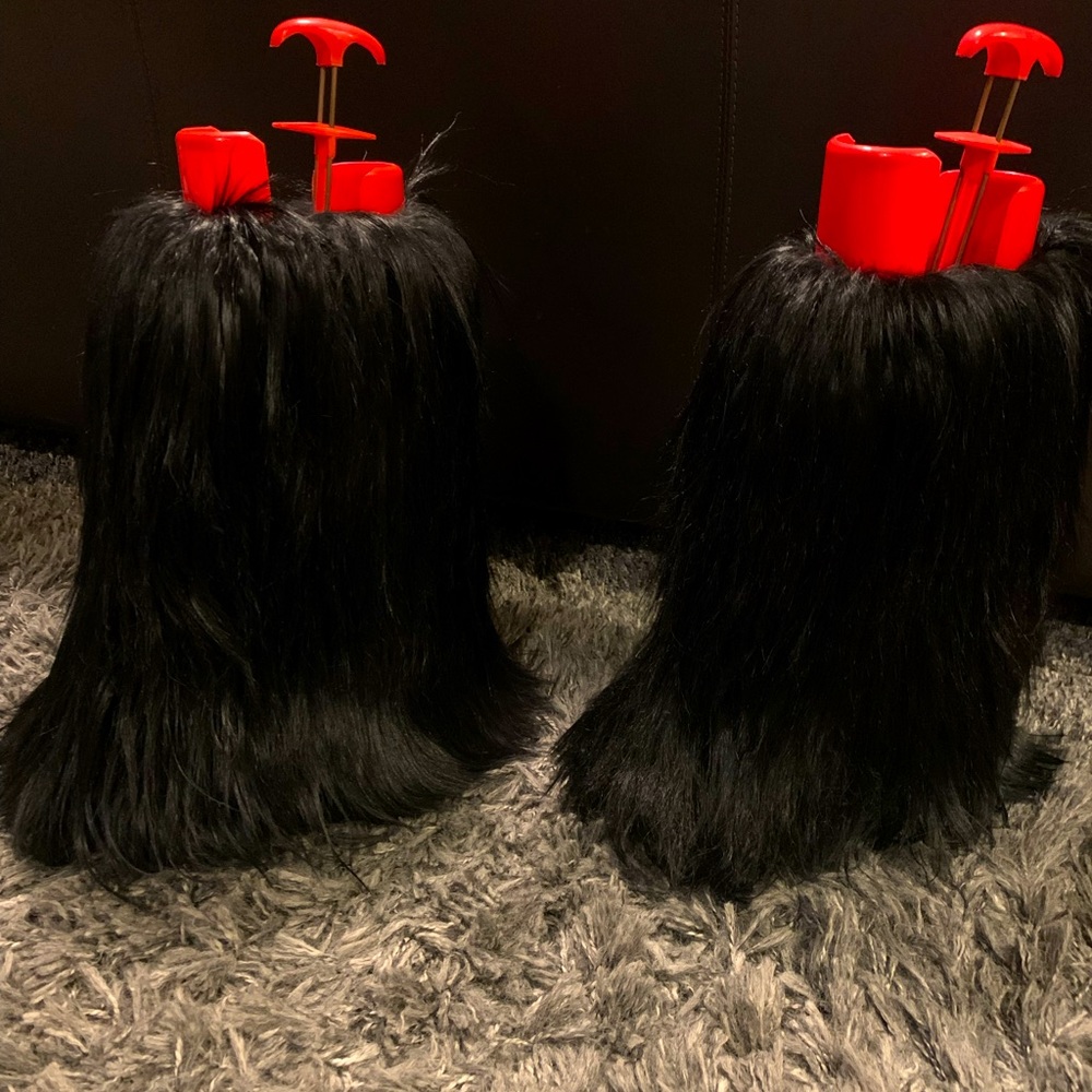 HGA Marni Black Goat Hair Fur Leather Winter Snow Knee Boots Size 37 Italy.